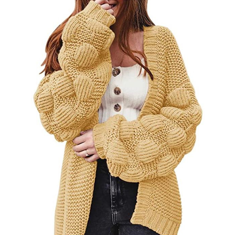 Loose Furball Solid Color Sweater Cardigan-ABOXUN