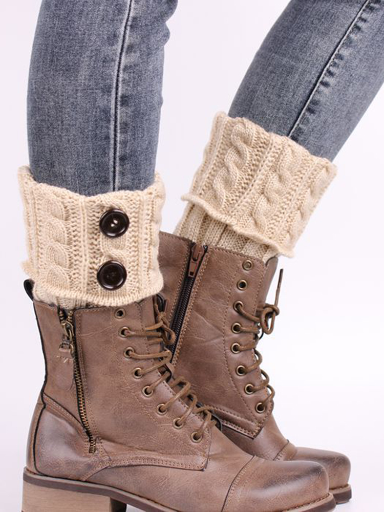 Casual Solid Color Knitted Socks-ABOXUN