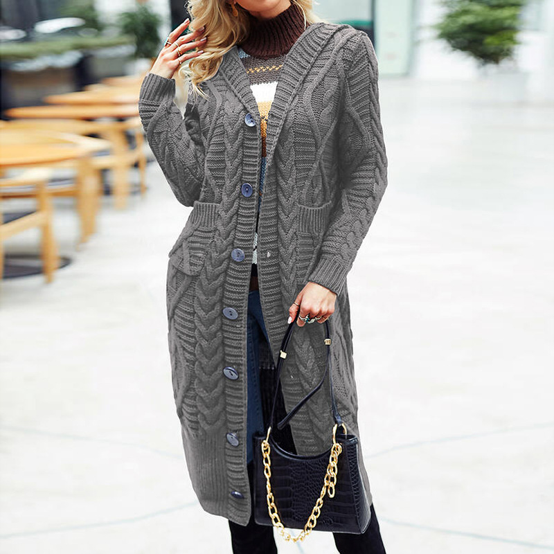 Casual Twist Knitting Long Sweater Cardigan-ABOXUN