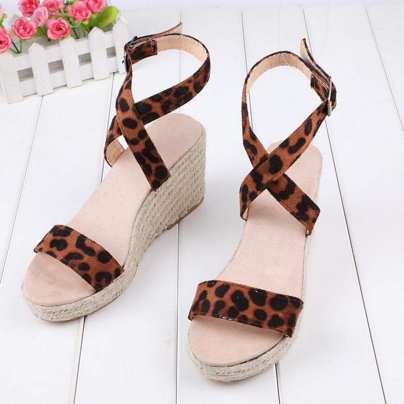 Woman Wedge Sandals  Summer Pumps Cross-tied High Heels Platform Shoes-ABOXUN