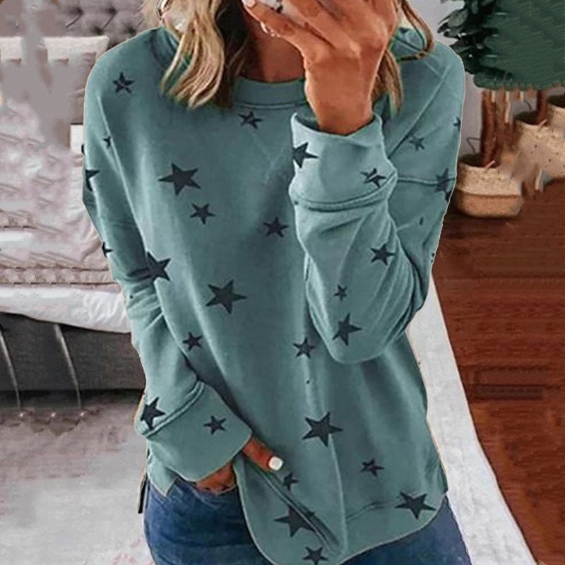 🔥Last day Sale OFF🔥-Oversized Long Sleeve Star T-Shirt-ABOXUN