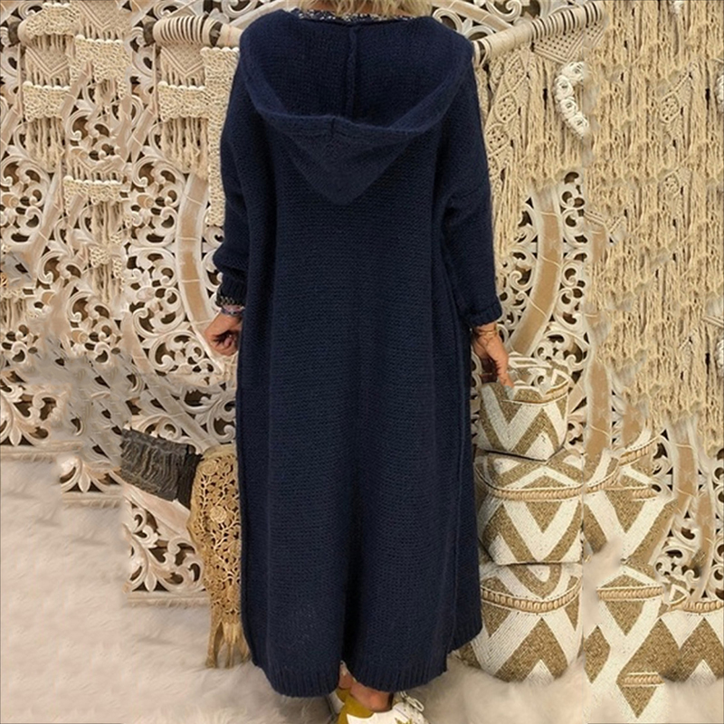 Vintage Loose Pocket Hooded Sweater Cardigan-ABOXUN