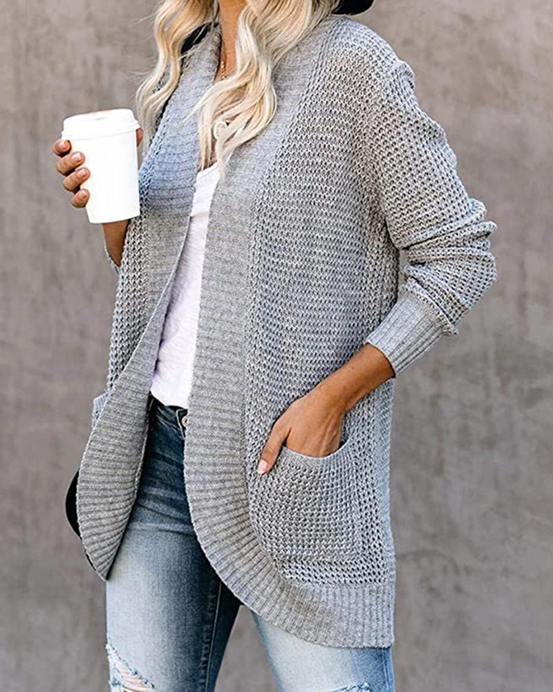 Pure Color Casual Sweater Cardigan-ABOXUN