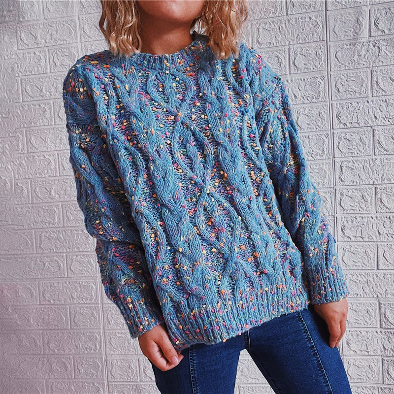 Vintage Long Sleeve Heathered Sweater-ABOXUN