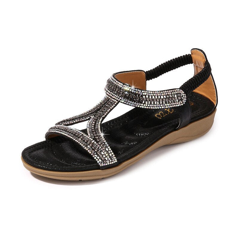Women's Hollow Triangle Rhinestone Sandals-ABOXUN