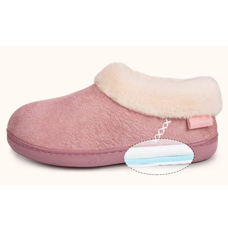Women's Micro Suede Fuzzy Plush Lined Slippers with Cozy Memory Foam-ABOXUN
