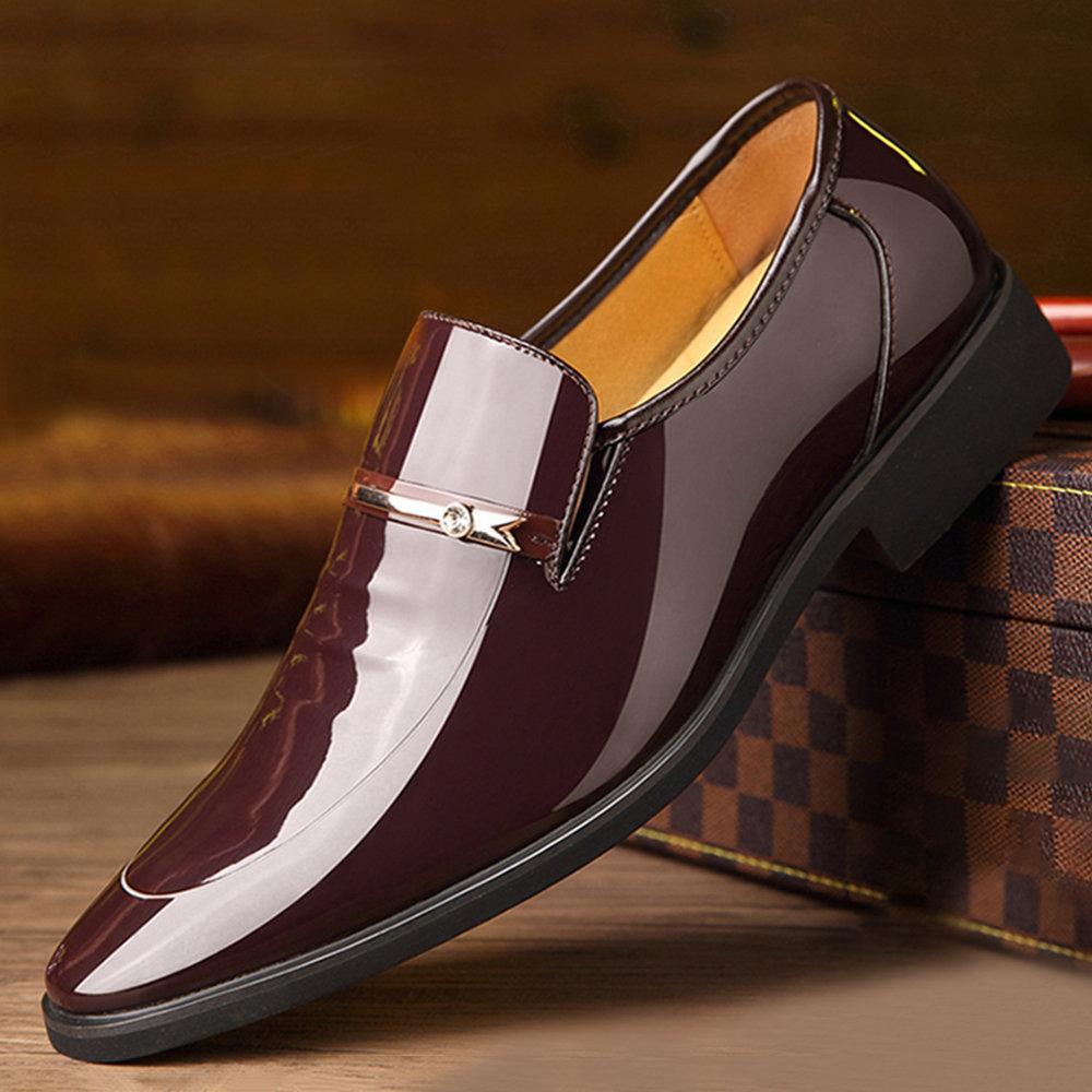 Men Microfiber Leather Hole Breathable Casual Formal Dress Shoes-ABOXUN