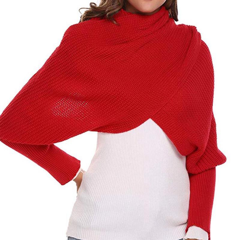 Trendy Knitted Sweater-Scarf With Sleeves-ABOXUN