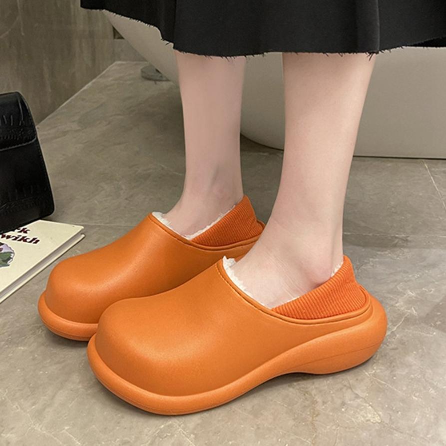 Women's Winter Thick Warm High-heeled Fur Slippers-ABOXUN