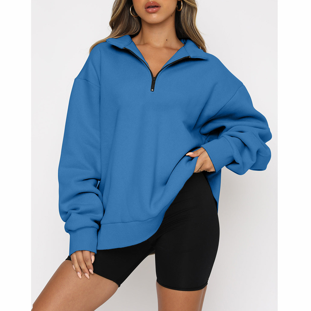 Casual top half-zip pullover long-sleeved sweatshirt sweatshirt-ABOXUN
