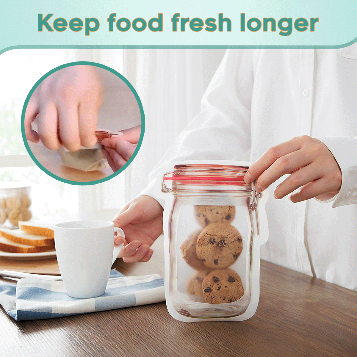 (LAST CHANCE TO GET 70% OFF TODAY) Reusable Mason Bottle Ziplock Bags-ABOXUN