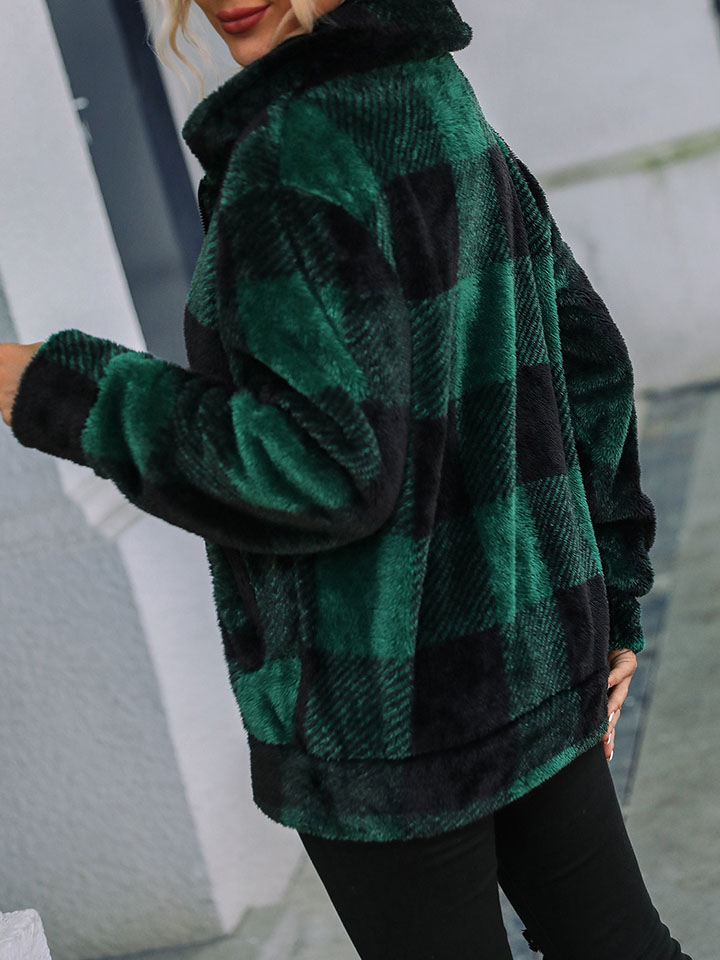 Plush zipped double-face fleece jacket-ABOXUN