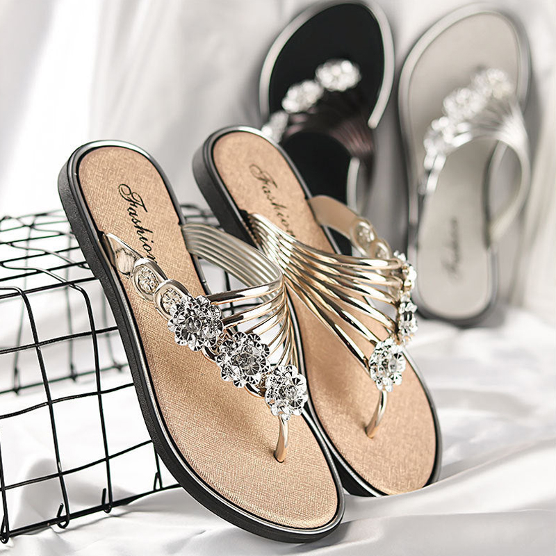 2022 summer new flat bottom women's casual flip flops-ABOXUN