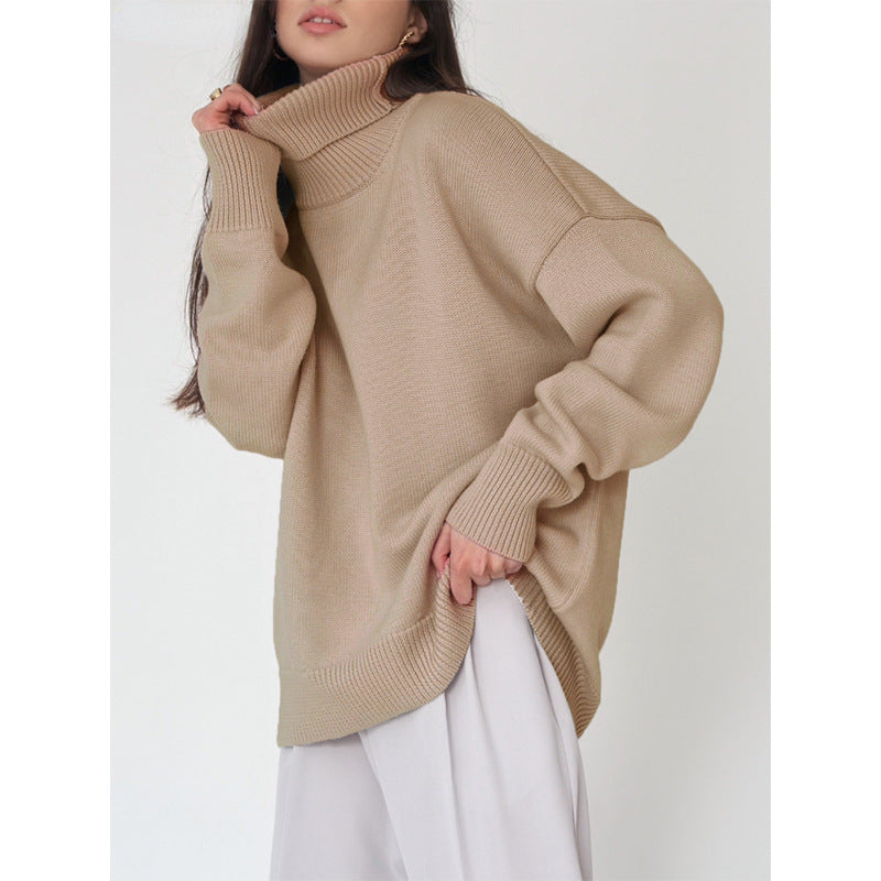 women's autumn and winter popular high neck loose knitted sweater-ABOXUN