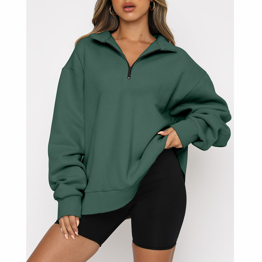 Casual top half-zip pullover long-sleeved sweatshirt sweatshirt-ABOXUN