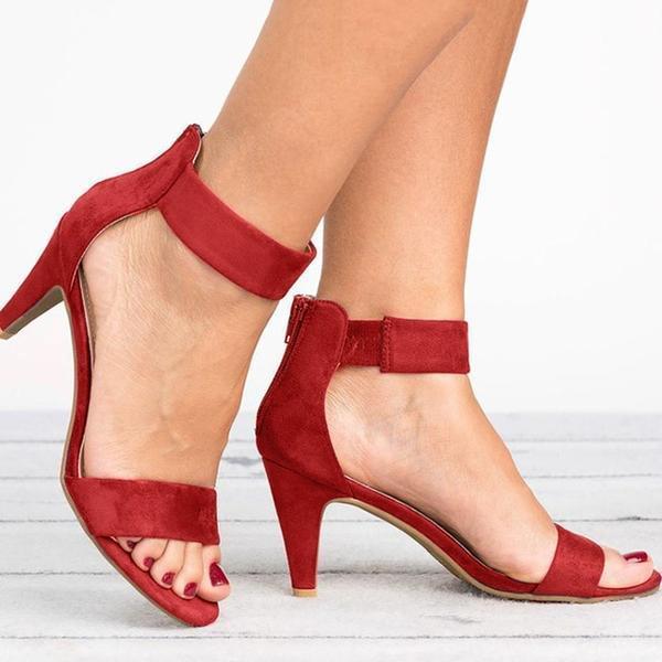 Women Open Toe With 5CM High Heels Sandals Plus Size Thin Heel Shoes-ABOXUN
