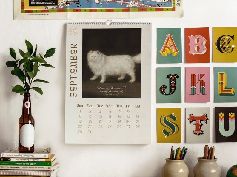 2024 Wall Hanging Calendar, Funny Art Novelty Gift