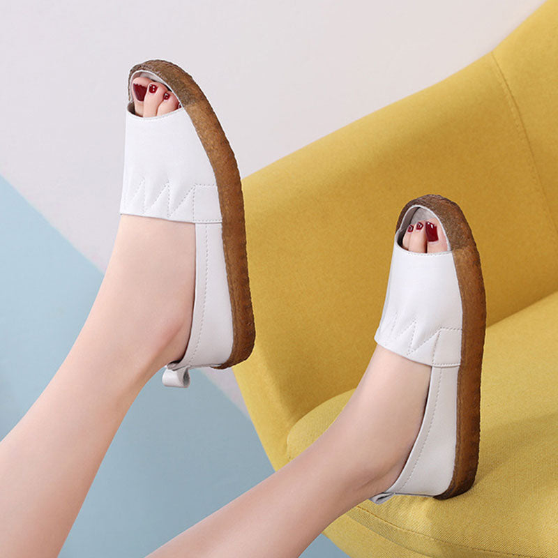 Ladies Summer Fish Mouth Soft Sole Slippers-ABOXUN