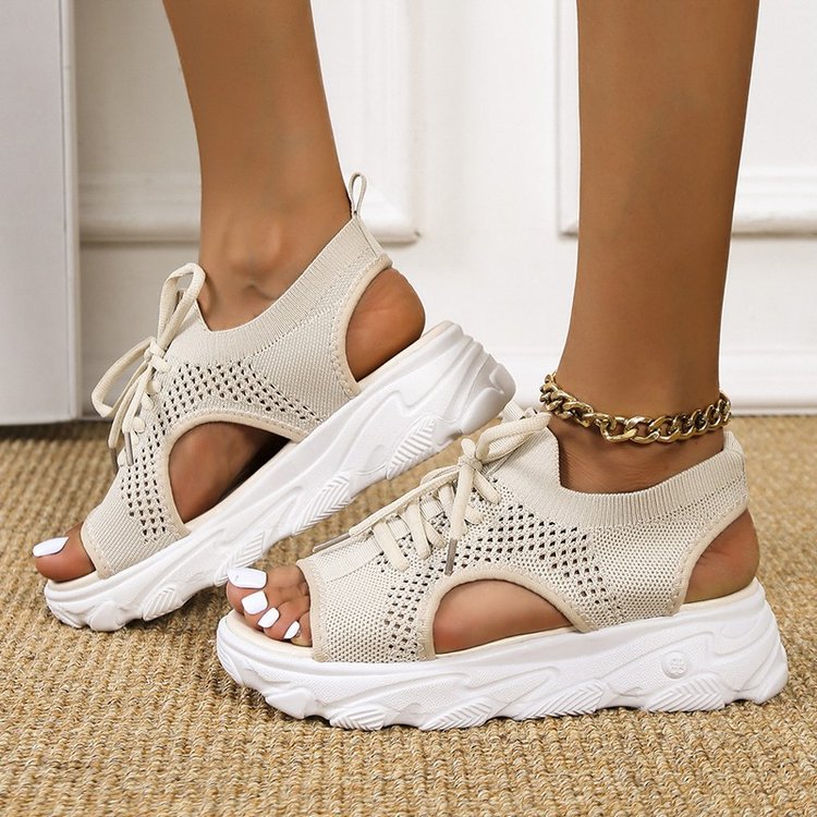 Lace Up Fish Mouth Platform Casual Women's Sandals-ABOXUN
