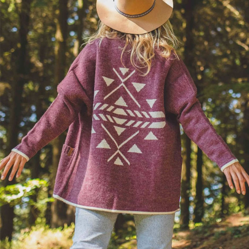 Totem Long Sleeve Loose Sweater Cardigan-ABOXUN