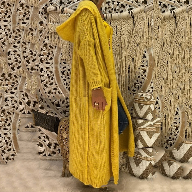 Vintage Loose Pocket Hooded Sweater Cardigan-ABOXUN