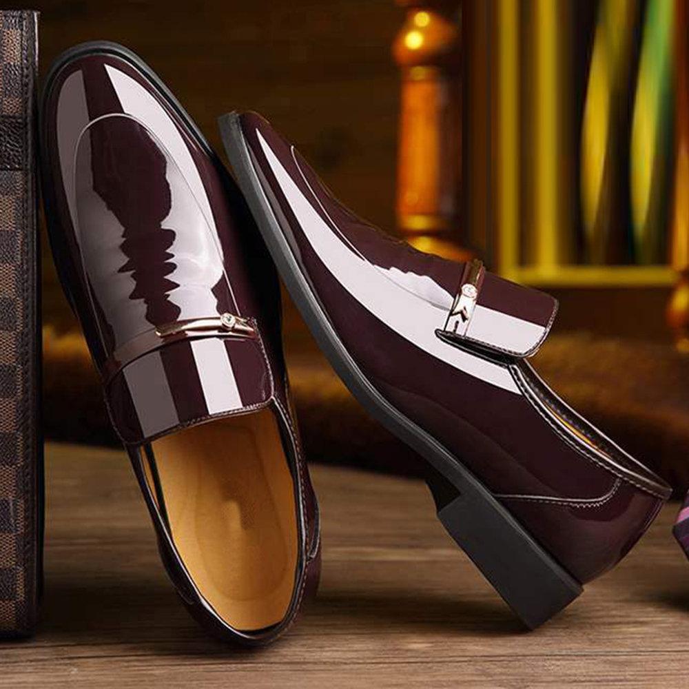 Men Microfiber Leather Hole Breathable Casual Formal Dress Shoes-ABOXUN