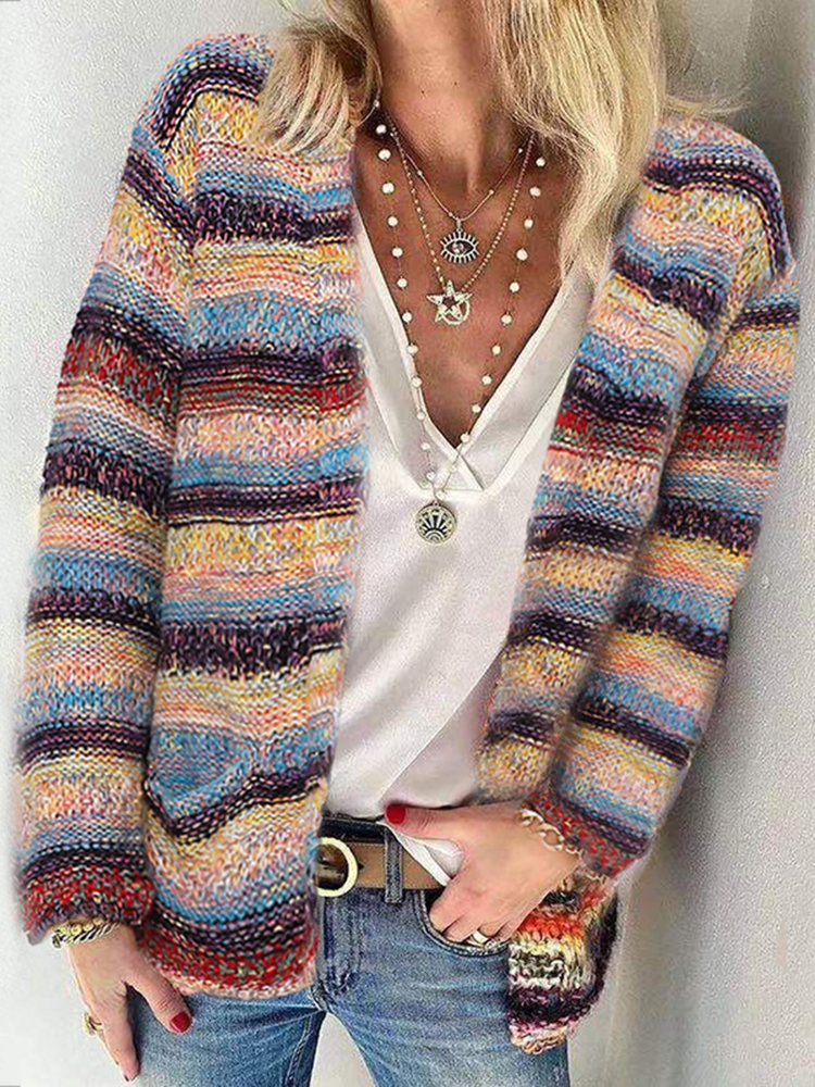 Heathered Two Pocket Sweater Cardigan-ABOXUN