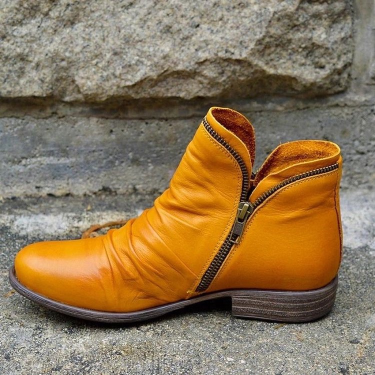 Women's Casual Side Zipper Ankle Boots-ABOXUN