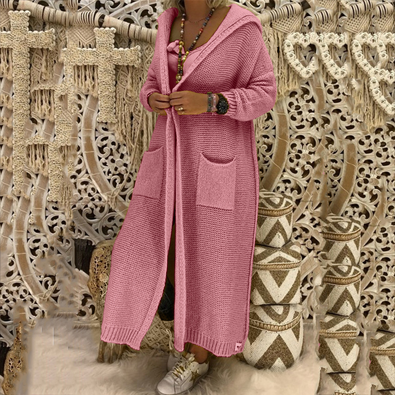 Vintage Loose Pocket Hooded Sweater Cardigan-ABOXUN