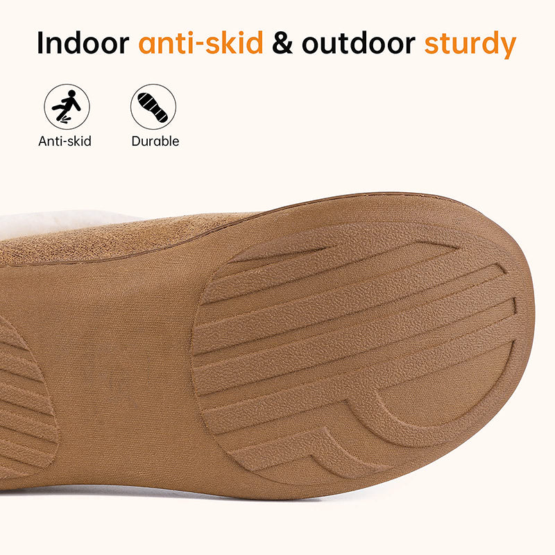 Women's Micro Suede Fuzzy Plush Lined Slippers with Cozy Memory Foam-ABOXUN
