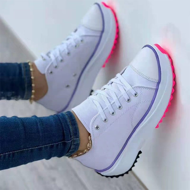 2022 round toe lace-up platform arch support canvas shoes-ABOXUN