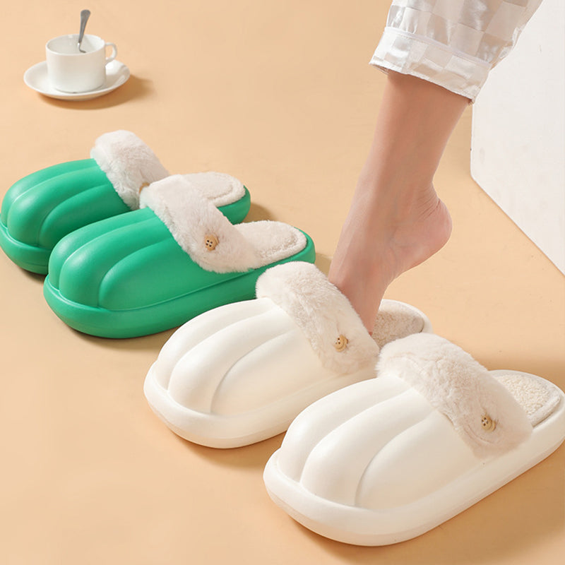 EVA Detachable Cotton Slippers Thick Bottom Fleece Warm And Waterproof-ABOXUN