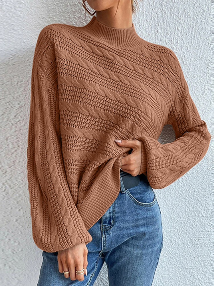 Vintage Loose Crewneck Pullover Twist Sweater-ABOXUN