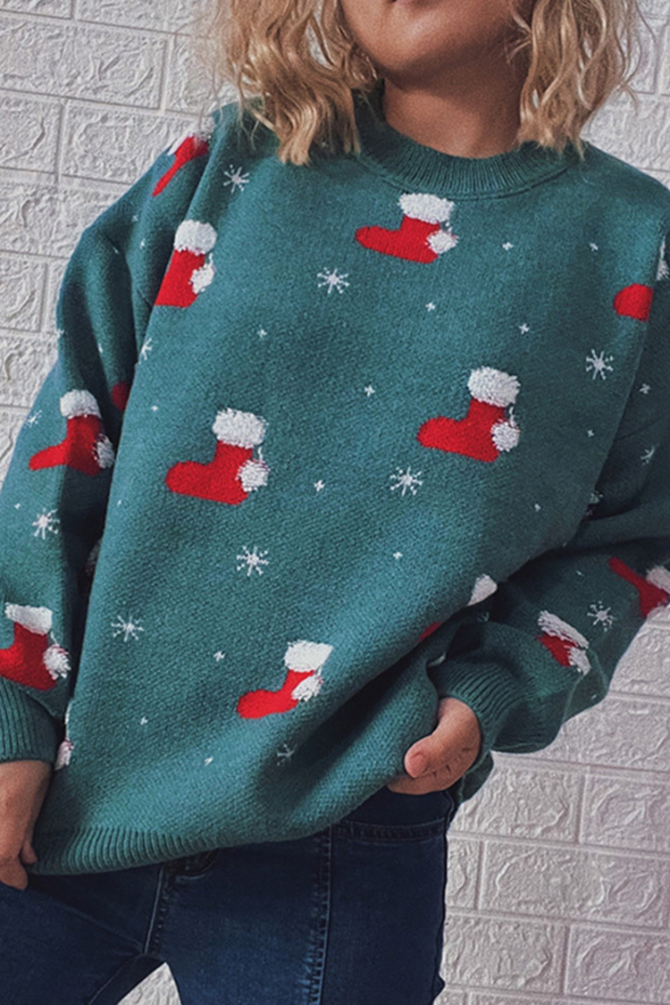 Vintage Christmas Socks Long Sleeve Sweater-ABOXUN
