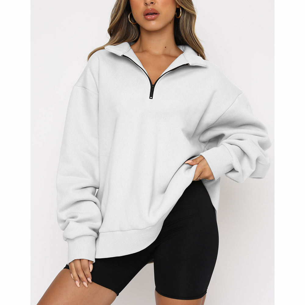 Casual top half-zip pullover long-sleeved sweatshirt sweatshirt-ABOXUN