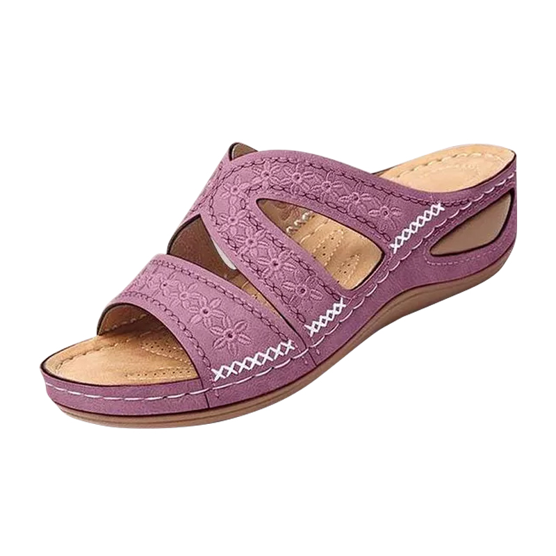 Women's Casual Slope With Embroidered Slippers-ABOXUN