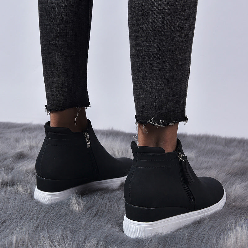 Grishay 2022 New Zipper Wedge Heel Women's Boots-ABOXUN