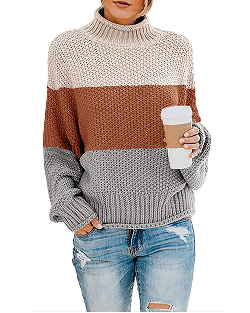 Thick Thread Pullover Turtleneck Sweater-ABOXUN