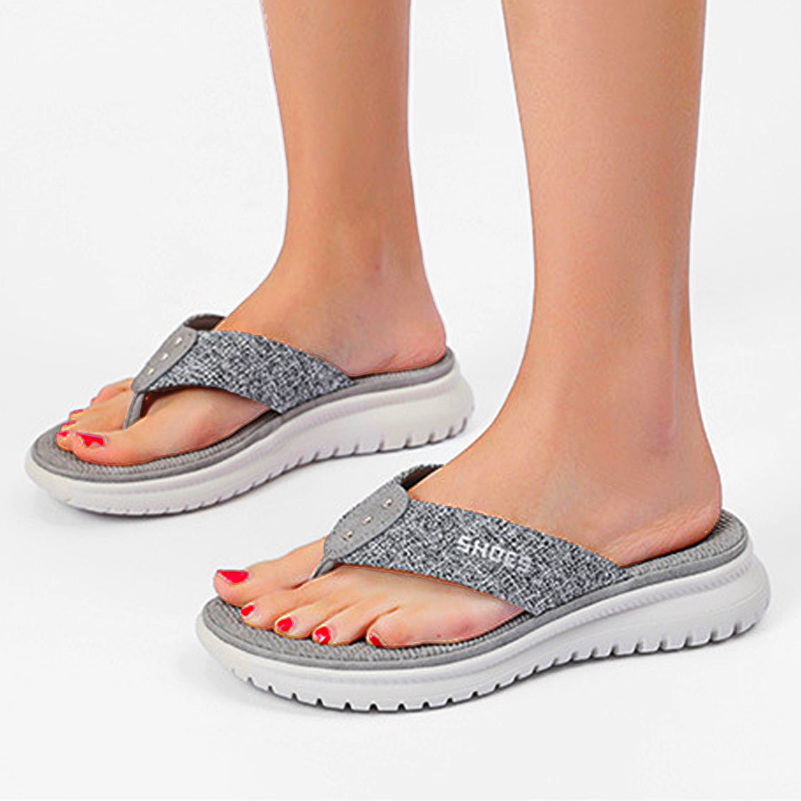Women Flip Flop Slides Comfortable T- Strap Slippers-ABOXUN
