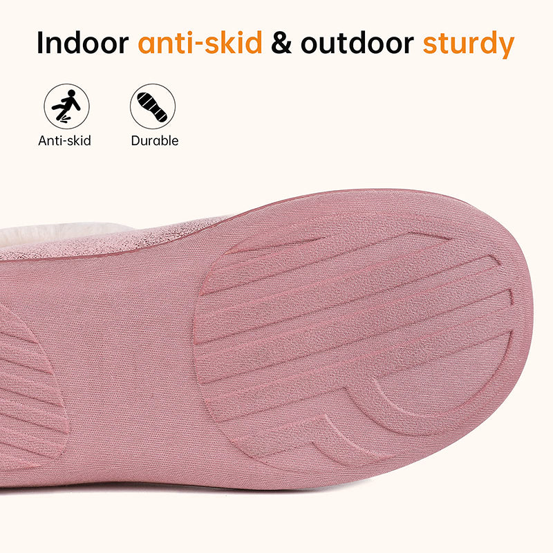 Women's Micro Suede Fuzzy Plush Lined Slippers with Cozy Memory Foam-ABOXUN