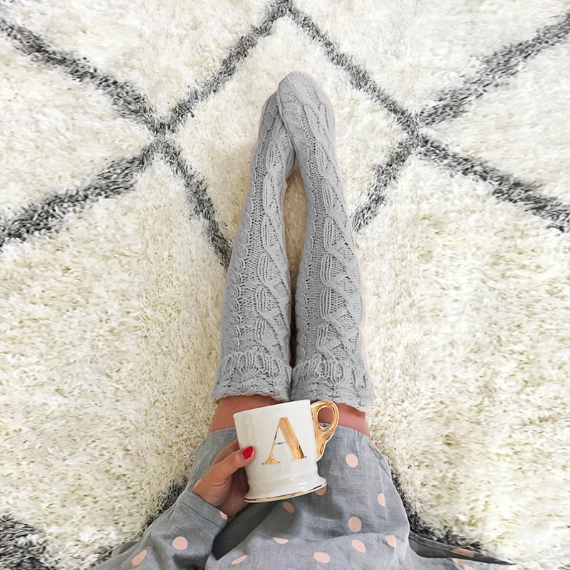 Mid Length Over The Knee Pile Wool Socks-ABOXUN