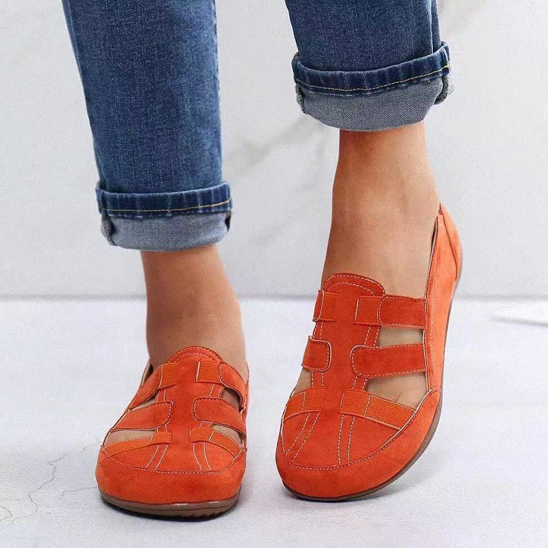 New solid color flat hollow sandals for summer-ABOXUN