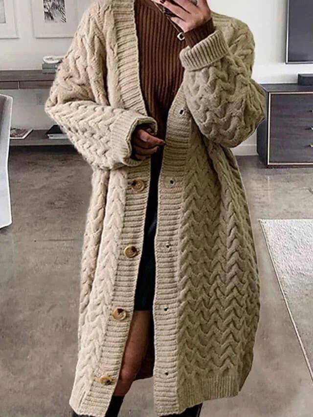 Women's Casual Long Sleeve Cotton Pocket Sweater Coat-ABOXUN