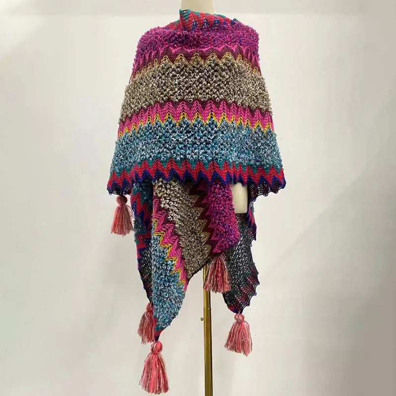 Vintage Ethnic Gradient Striped Shawl-ABOXUN