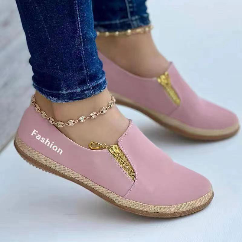 Women's Flat Zip Casual Sneakers-ABOXUN