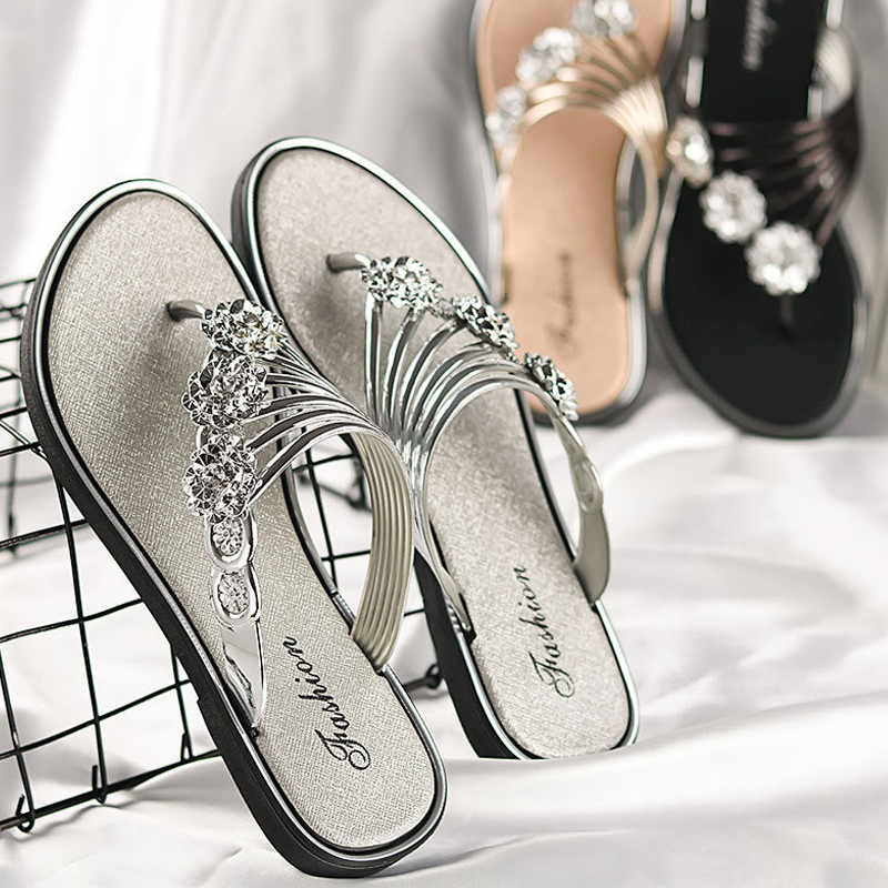 2022 summer new flat bottom women's casual flip flops-ABOXUN