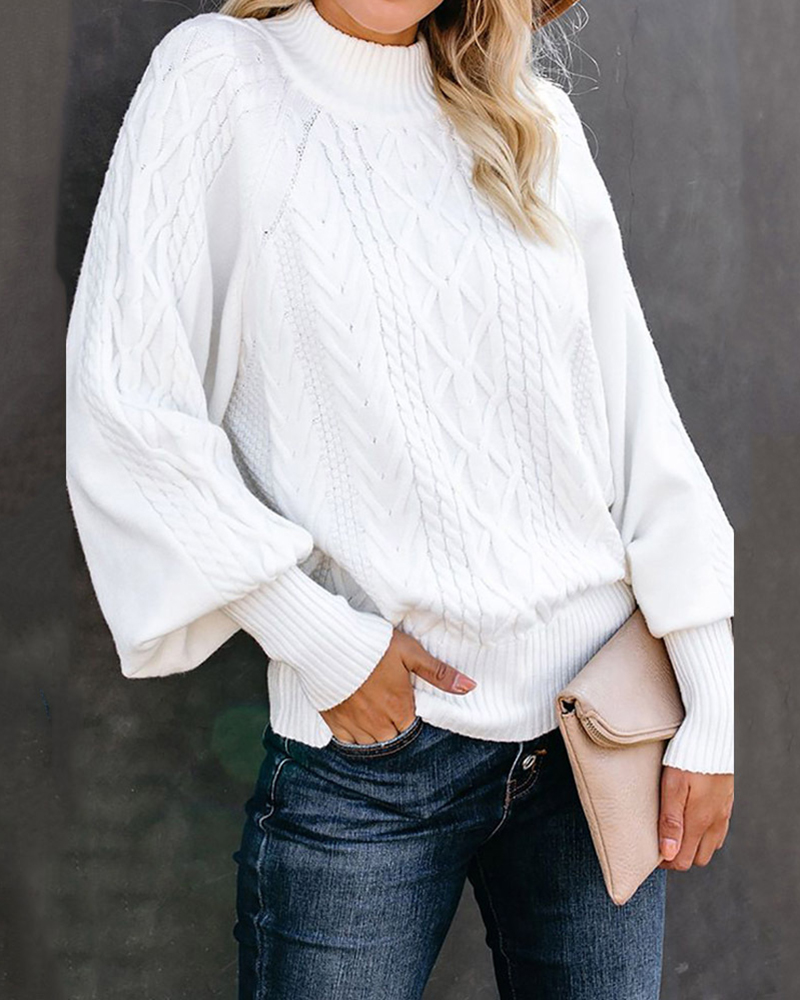 Loose Long-sleeved Knitted Solid Color Sweater-ABOXUN