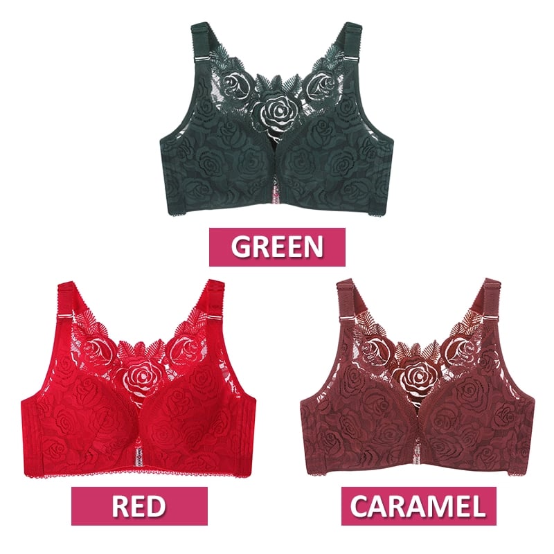 🎁Last Day 70% OFF🎁-- FitMe Rose Embroidery Front Closure Wirefree Bra