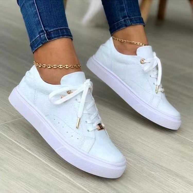 women's flat lace-up round toe shoes-ABOXUN