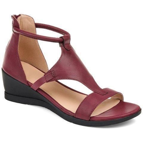 Women Casual Leather Comfy Wedge Sandals-ABOXUN